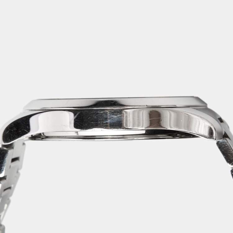 Pre Owned Gucci Silver Stainless Steel G-Timeless Diamante YA1264024 Women's Wristwatch 38 mm