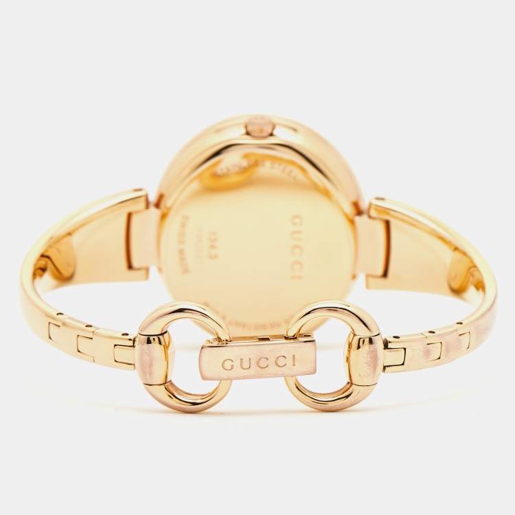 Pre Owned Gucci Black PVD Coated Stainless Steel Guccissima YA134305 Women's Wristwatch 36 mm