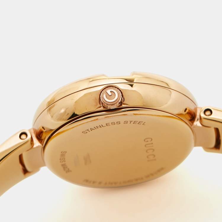 Pre Owned Gucci Black PVD Coated Stainless Steel Guccissima YA134305 Women's Wristwatch 36 mm