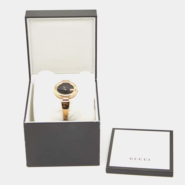 Pre Owned Gucci Black PVD Coated Stainless Steel Guccissima YA134305 Women's Wristwatch 36 mm