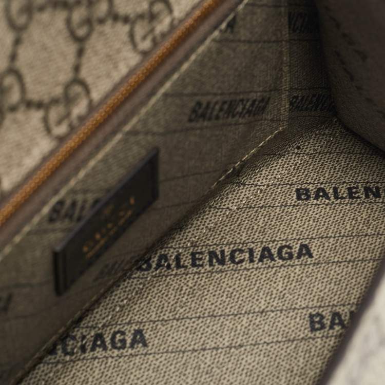 Pre Owned Gucci x Balenciaga Beige GG Supreme Canvas Hourglass Top Handle Bag
