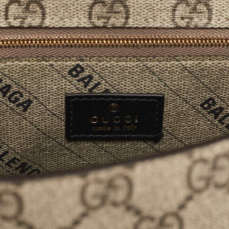 Pre Owned Gucci x Balenciaga Beige GG Supreme Canvas Hourglass Top Handle Bag