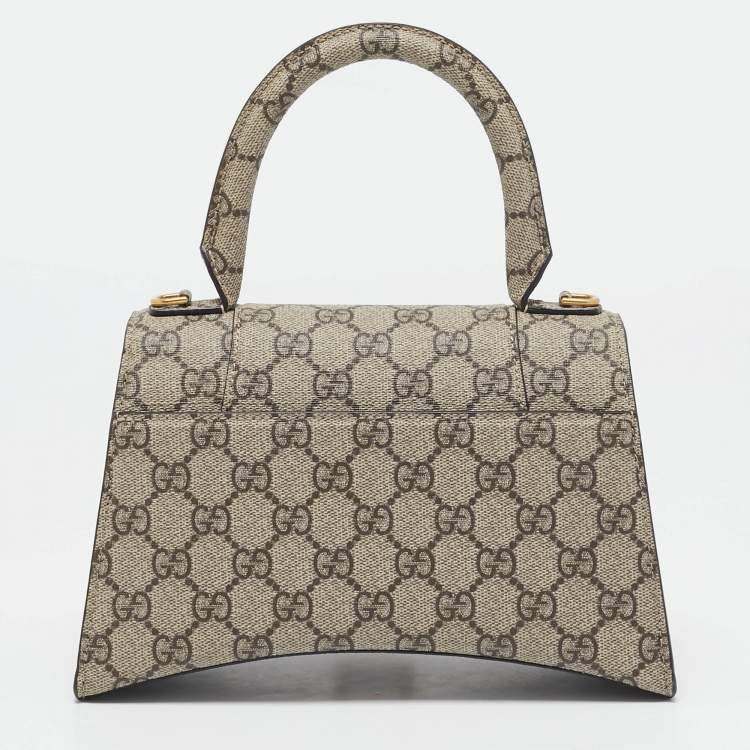 Pre Owned Gucci x Balenciaga Beige GG Supreme Canvas Hourglass Top Handle Bag