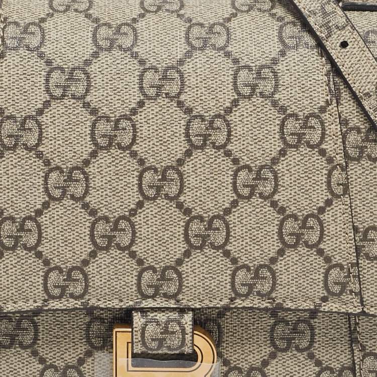 Pre Owned Gucci x Balenciaga Beige GG Supreme Canvas Hourglass Top Handle Bag