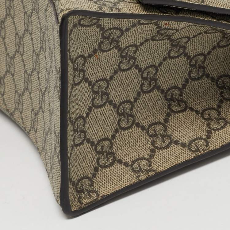 Pre Owned Gucci x Balenciaga Hourglass Beige GG Supreme Canvas Top Handle Bag