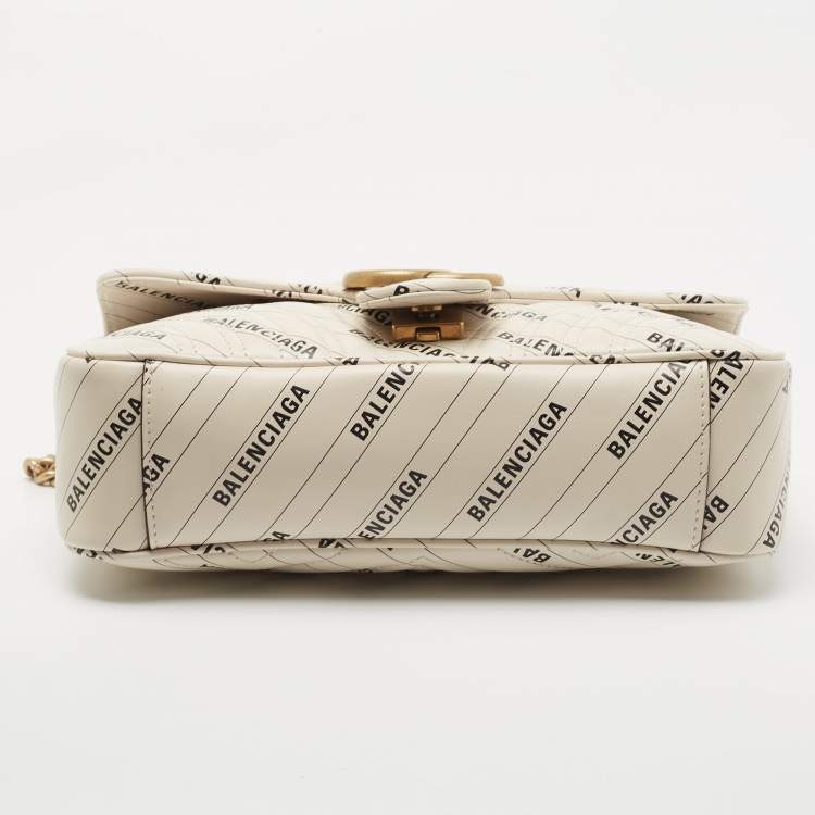 Pre Owned Gucci x Balenciaga Off White/Black Matelassé Leather GG Marmont The Hacker Project Bag