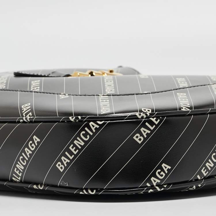 Pre Owned Gucci x Balenciaga Black/White Leather Medium The Hacker Project Jackie 1961 Hobo