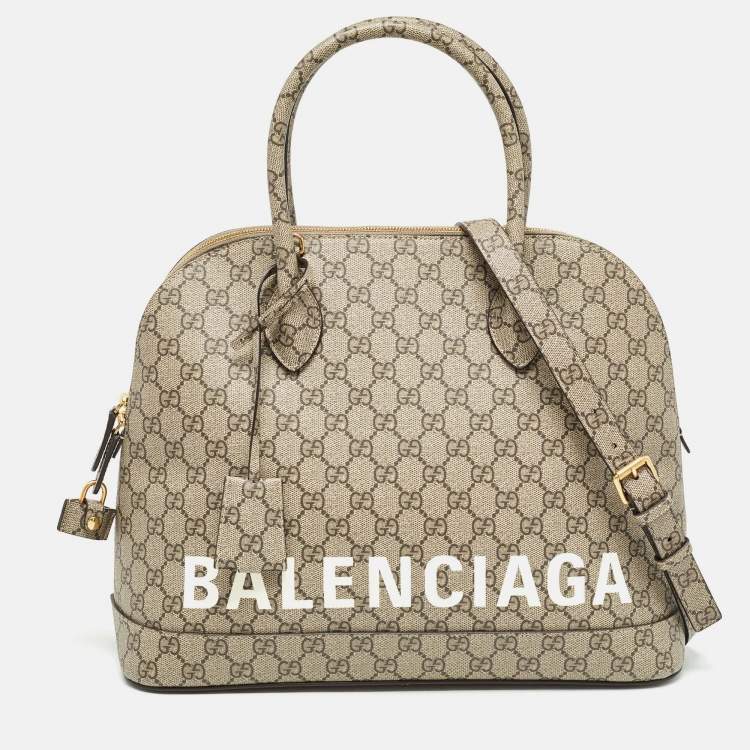 Gucci x Balenciaga Beige GG Supreme Canvas Medium The Hacker Project Ville Satchel Gucci x Balenciaga The Luxury Closet