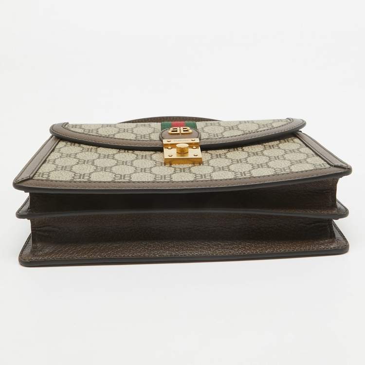 Pre Owned Balenciaga x Gucci Brown/Beige Coated Canvas and Leather The Hacker Project Bag