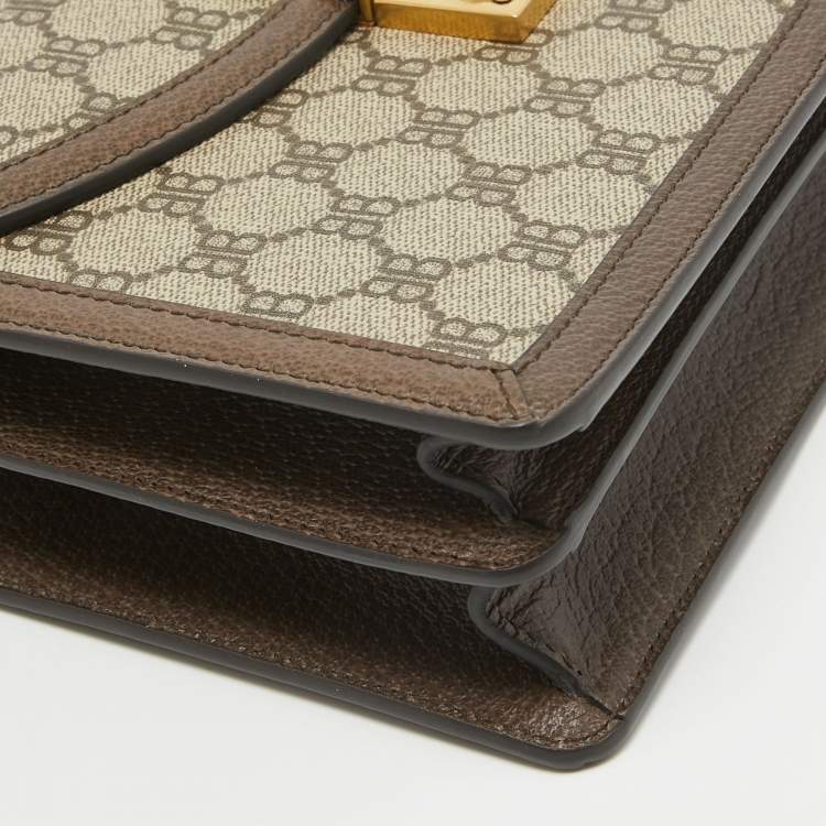 Pre Owned Balenciaga x Gucci Brown/Beige Coated Canvas and Leather The Hacker Project Bag