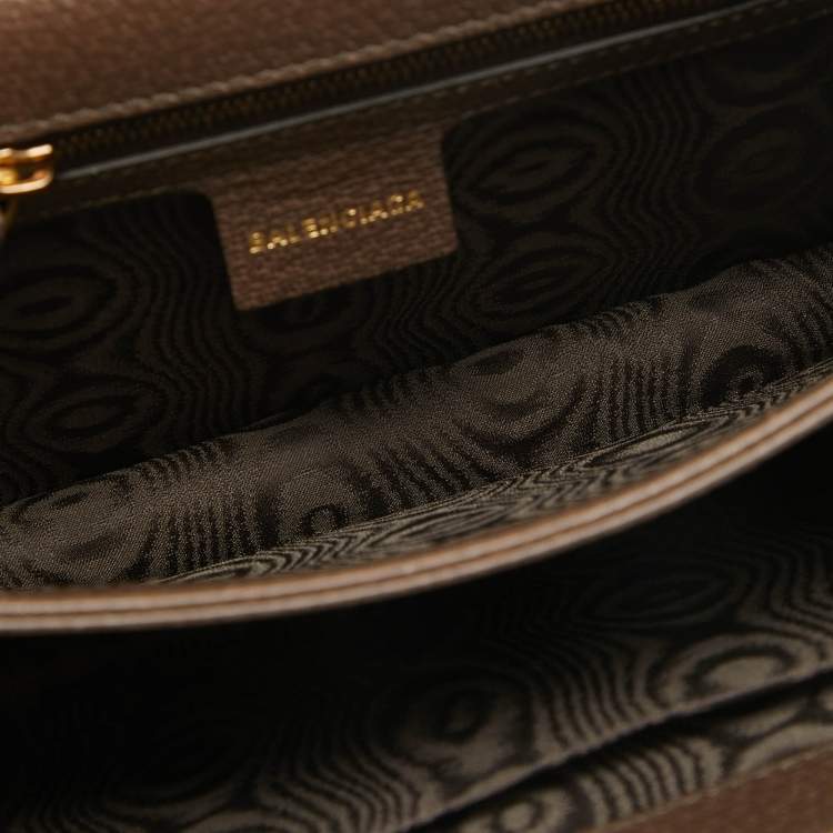 Pre Owned Balenciaga x Gucci Brown/Beige Coated Canvas and Leather The Hacker Project Bag