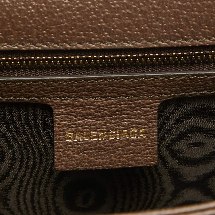 Pre Owned Balenciaga x Gucci Brown/Beige Coated Canvas and Leather The Hacker Project Bag