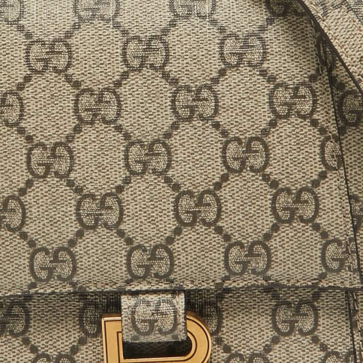 Pre Owned Gucci x Balenciaga Beige GG Supreme Canvas Hourglass Top Handle Bag
