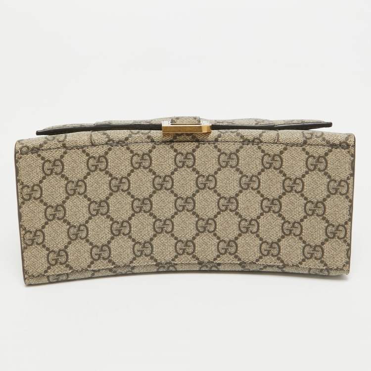 Pre Owned Gucci x Balenciaga Beige GG Supreme Canvas Hourglass Top Handle Bag