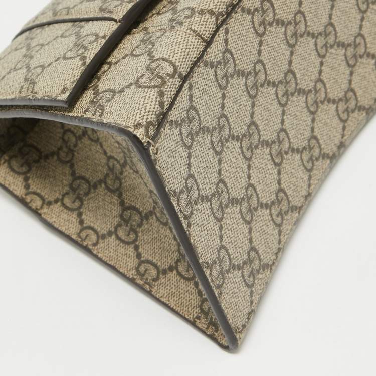 Pre Owned Gucci x Balenciaga Beige GG Supreme Canvas Hourglass Top Handle Bag