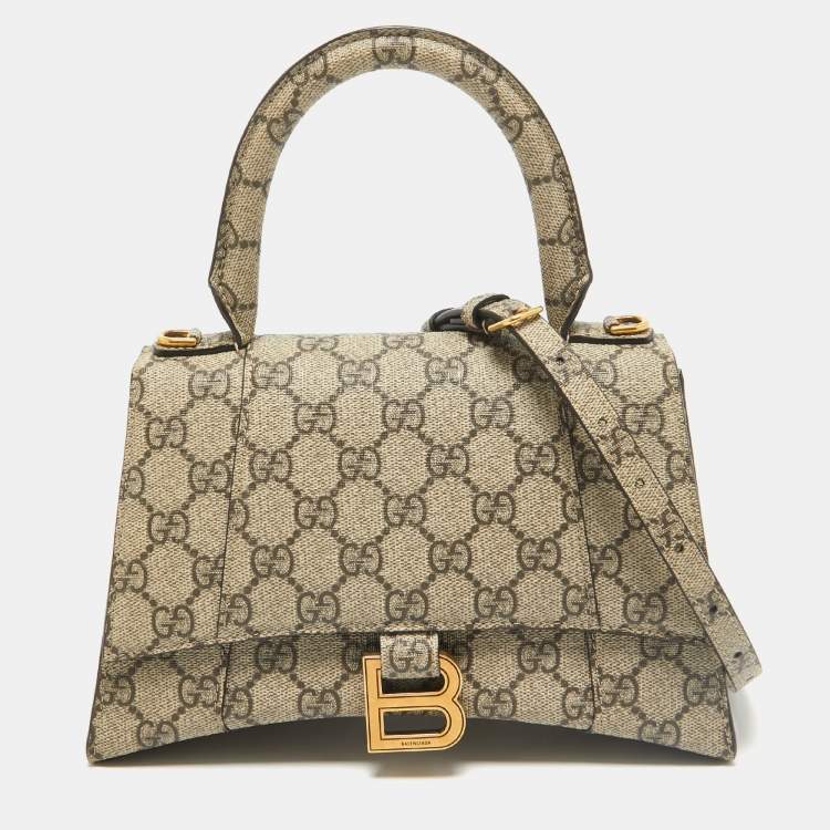 Gucci x Balenciaga Beige GG Supreme Canvas Hourglass Top Handle Bag Gucci x Balenciaga TLC