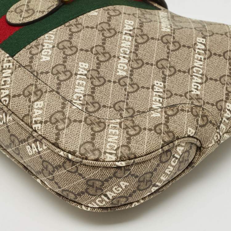 Pre Owned Gucci x Balenciaga Beige GG Supreme Canvas Small The Hacker Jackie 1961 Hobo