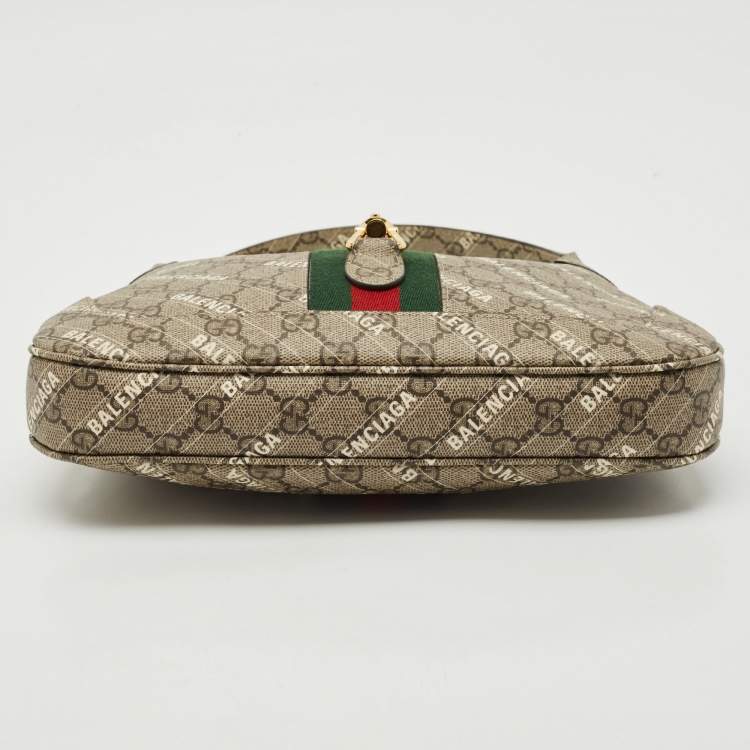 Pre Owned Gucci x Balenciaga Beige GG Supreme Canvas Small The Hacker Jackie 1961 Hobo