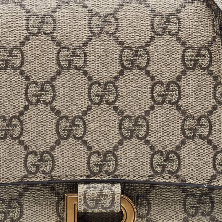 Pre Owned Gucci x Balenciaga Beige/Brown GG Supreme Canvas Hourglass Top Handle Bag