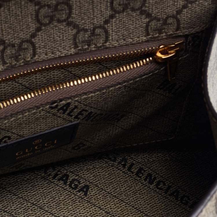 Pre Owned Gucci x Balenciaga Beige/Brown GG Supreme Canvas Hourglass Top Handle Bag