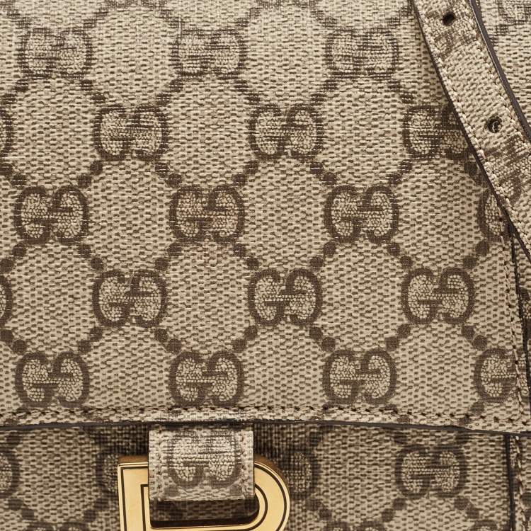 Pre Owned Gucci x Balenciaga Beige/Brown GG Supreme Canvas Hourglass Top Handle Bag