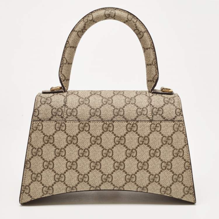 Pre Owned Gucci x Balenciaga Beige/Brown GG Supreme Canvas Hourglass Top Handle Bag