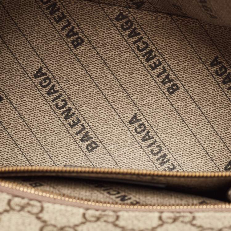 Pre Owned Gucci x Balenciaga Beige/Brown GG Supreme Canvas Hourglass Top Handle Bag