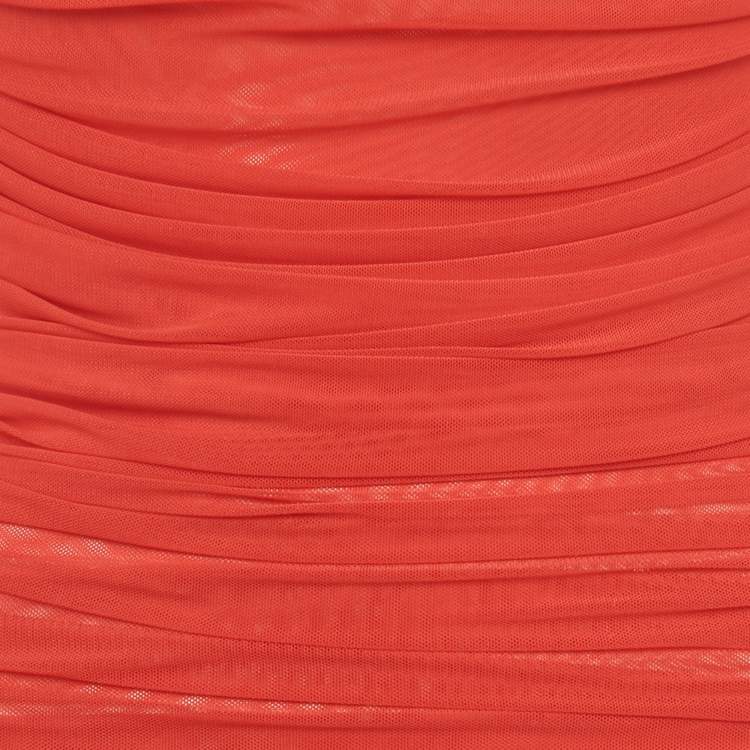 Pre Owned Guizio Red Mesh Strapless Lyla Twist Dress L