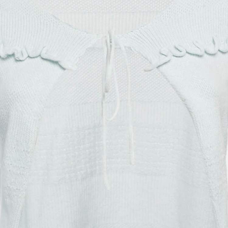 Pre Owned Guizio Blue Knit Frilled Cardigan S