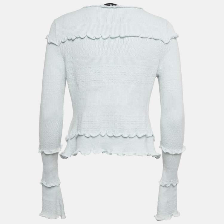 Pre Owned Guizio Blue Knit Frilled Cardigan S