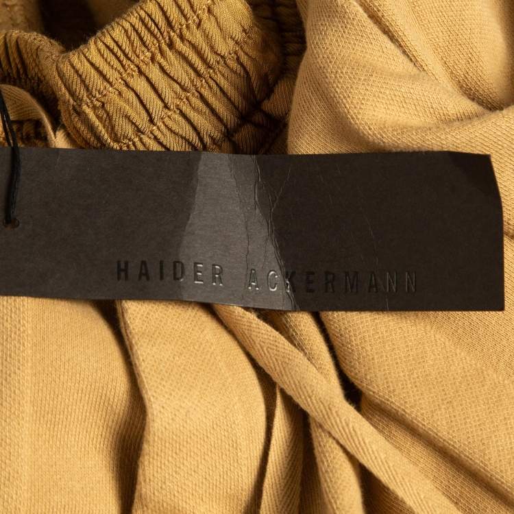 Pre Owned Haider Ackermann Light Brown Satin Side Stripe Cotton Sweatpants L