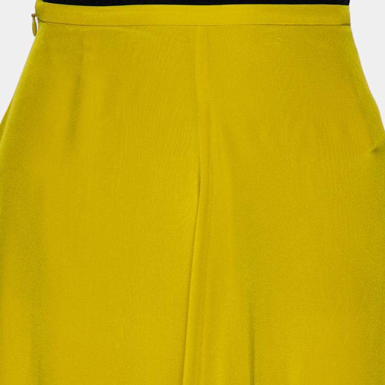 Pre Owned Haider Ackermann Mustard Yellow Silk Flared Maxi Skirt S