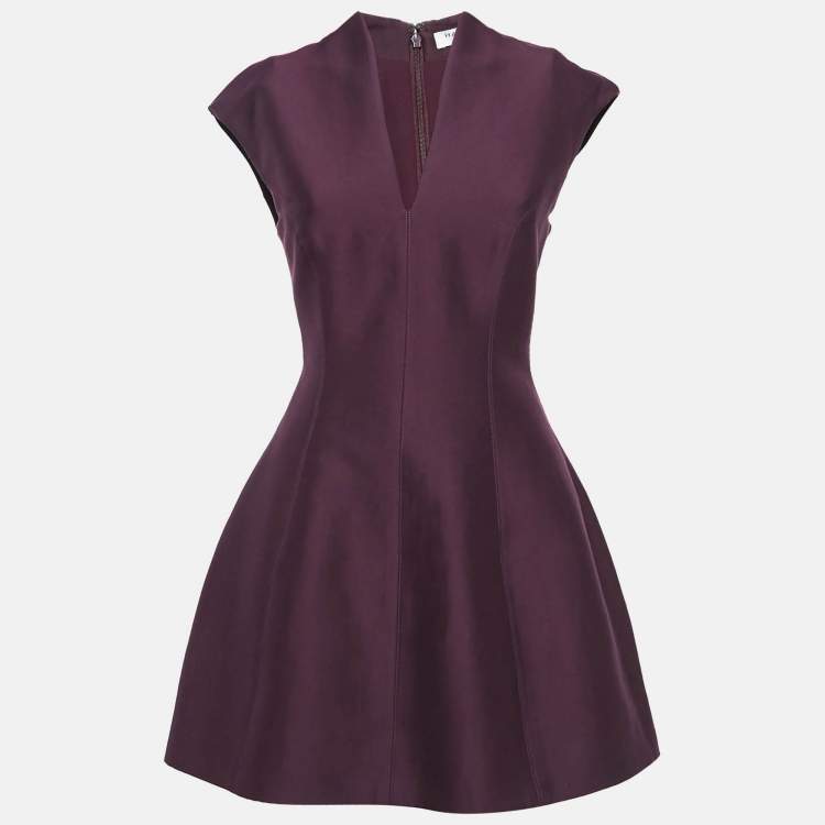 Halston Heritage Burgundy Cotton Blend V Neck Sleeveless Mini Dress S Halston Heritage The Luxury Closet