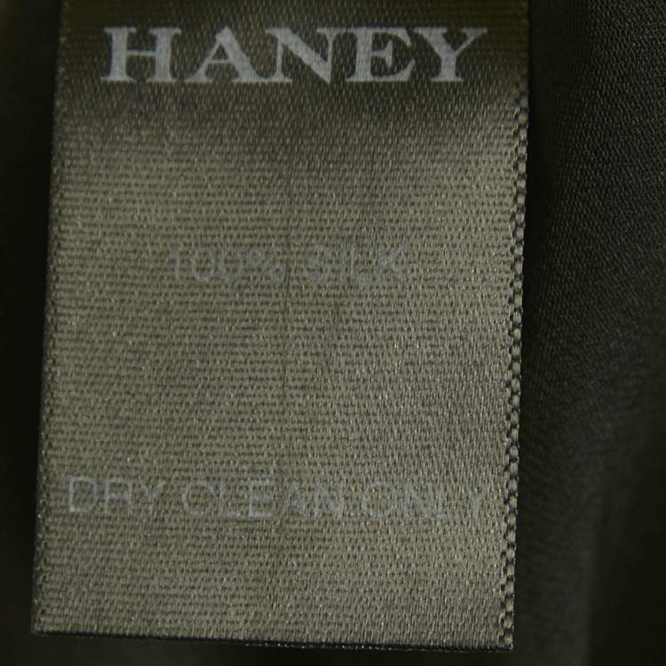 Pre Owned Haney Black Floral Print Silk Cowl Neck Slip Dress M