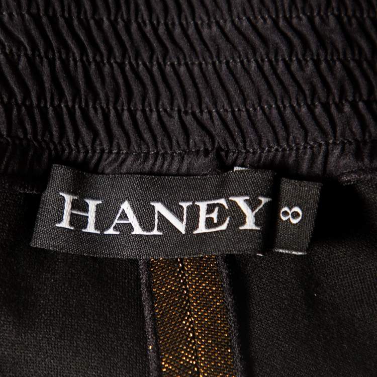 Pre Owned Haney Metallic Lurex Knit Side Slit Detail Harem Joggers M