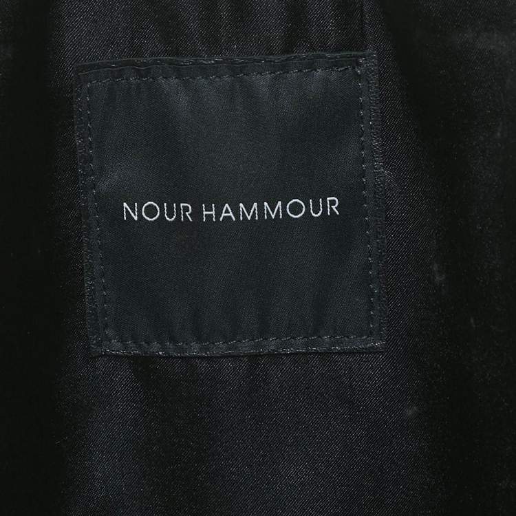 Pre Owned Nour Hammour White Leather Lace-Up Detail Jacket S