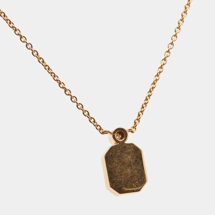 Pre Owned Harry Winston Logo Diamond 18k Rose Gold Necklace