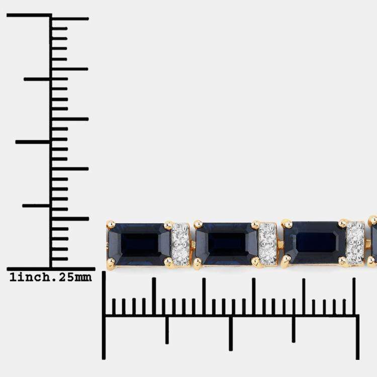 مملوكة مسبقًا 12.18 cts Blue Sapphire and Diamond 14K Yellow Gold Tennis Bracelet
