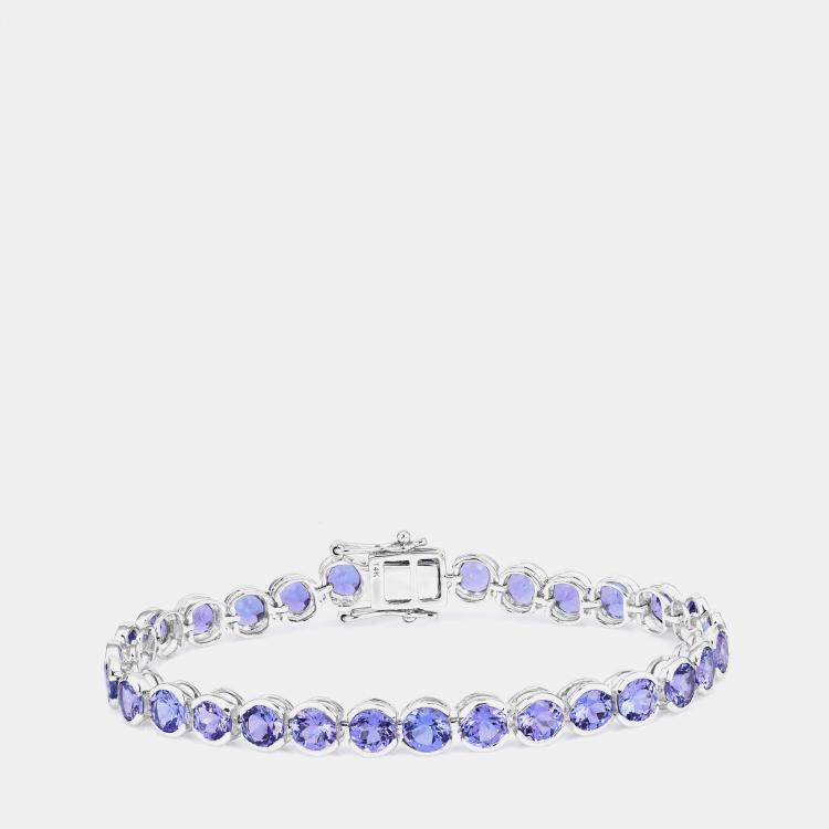 مملوكة مسبقًا 12.60 cts Tanzanite 14K White Gold Tennis Bracelet