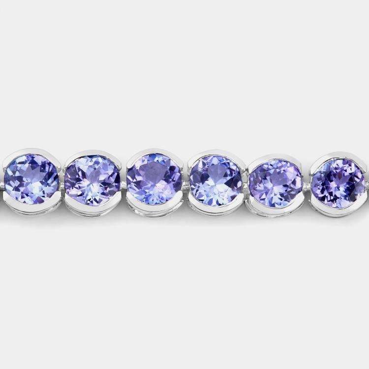 مملوكة مسبقًا 12.60 cts Tanzanite 14K White Gold Tennis Bracelet