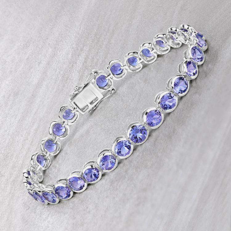مملوكة مسبقًا 12.60 cts Tanzanite 14K White Gold Tennis Bracelet