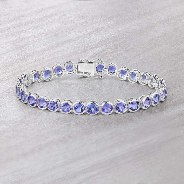 مملوكة مسبقًا 12.60 cts Tanzanite 14K White Gold Tennis Bracelet