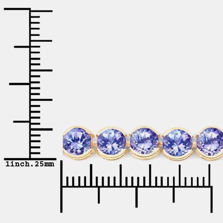 Pre Owned 12.60 cts Tanzanite 14K Yellow Gold Tennis Bracelet