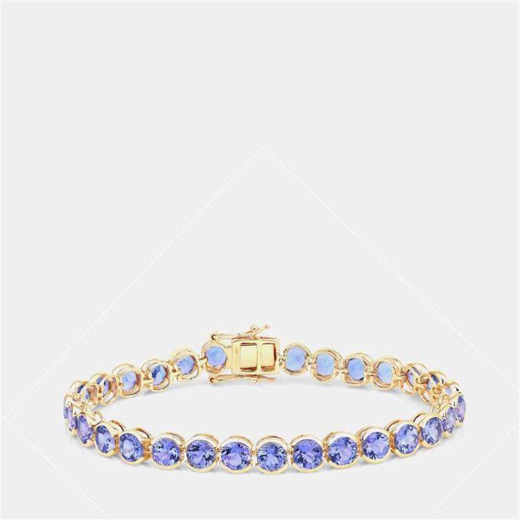 Pre Owned 12.60 cts Tanzanite 14K Yellow Gold Tennis Bracelet