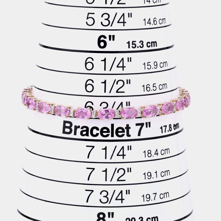 مملوكة مسبقًا 13.82 cts Pink Sapphire and Diamond 14K Yellow Gold Tennis Bracelet