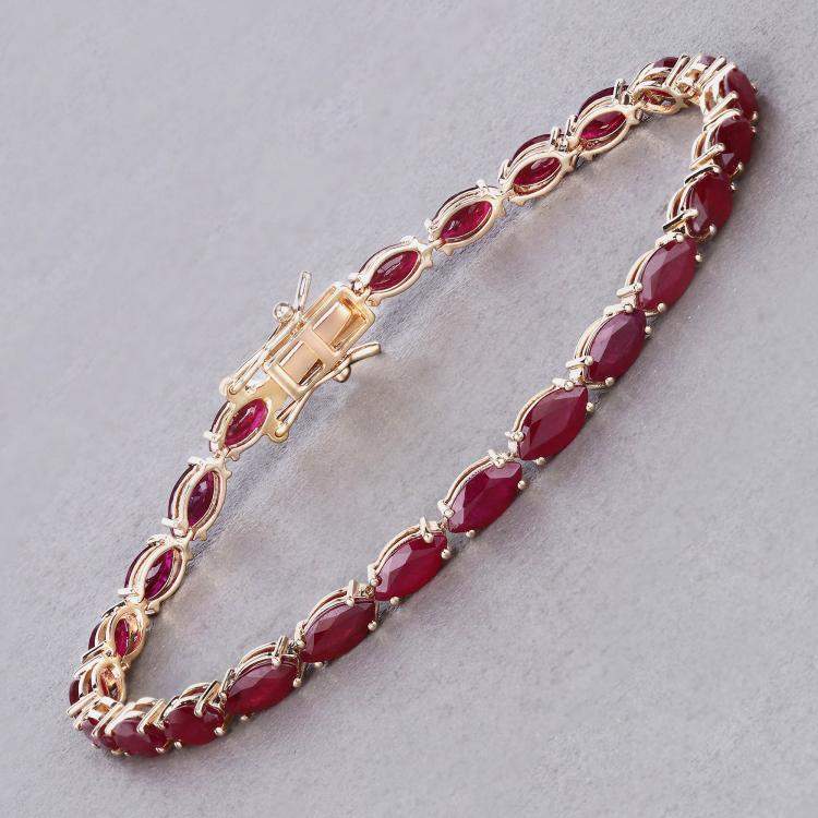 Pre Owned 9.50 cts Ruby 14K Yellow Gold Tennis Bracelet