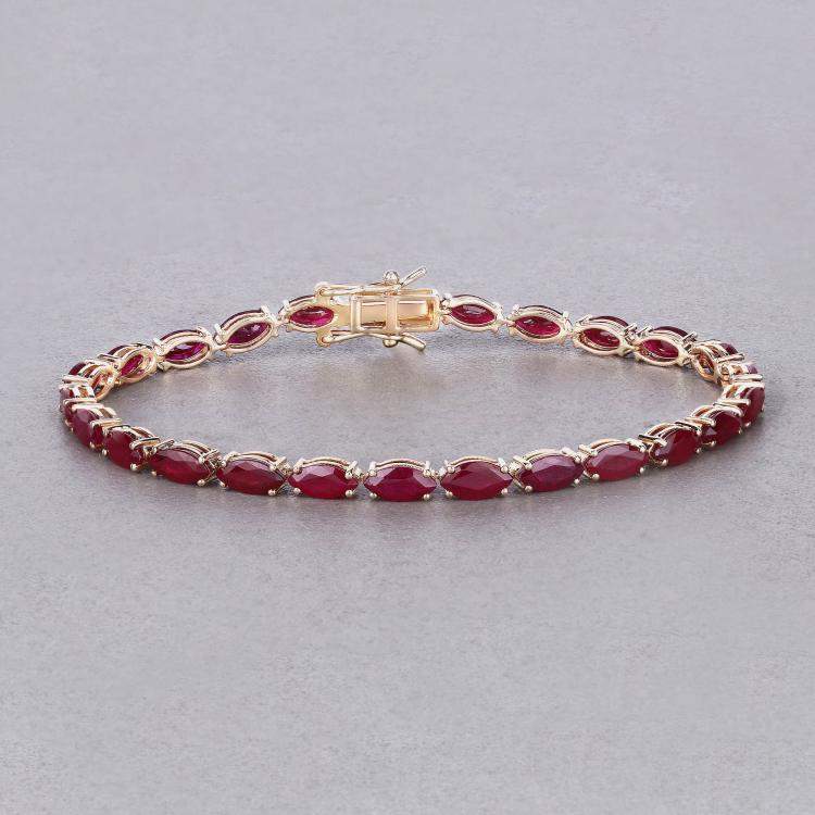 Pre Owned 9.50 cts Ruby 14K Yellow Gold Tennis Bracelet