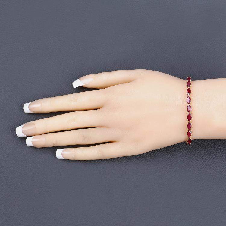 Pre Owned 9.50 cts Ruby 14K Yellow Gold Tennis Bracelet