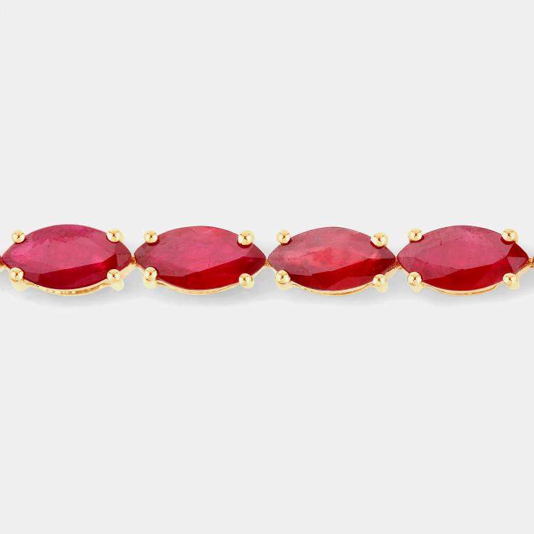 Pre Owned 9.50 cts Ruby 14K Yellow Gold Tennis Bracelet