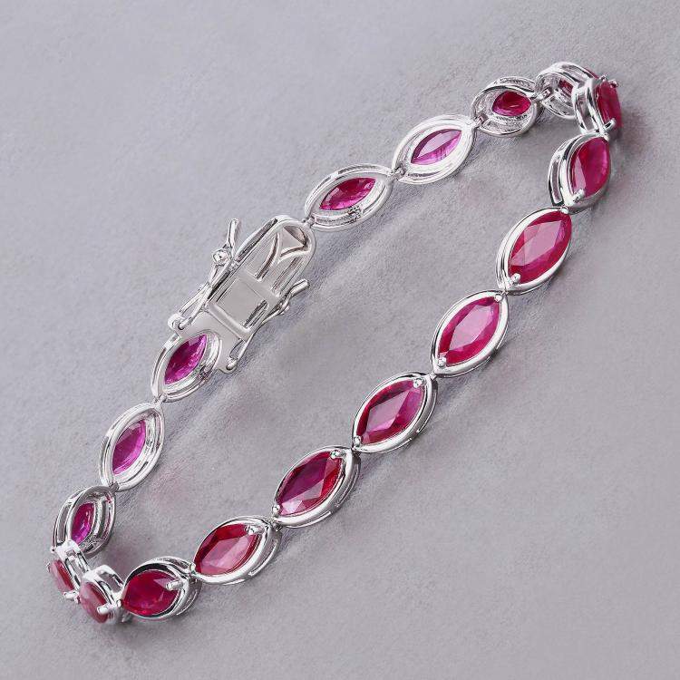 مملوكة مسبقًا 9.00 cts Ruby 14K White Gold Tennis Bracelet